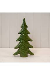 KDMD Extra Large Dimpled Green Ceramic Christmas Tree Ornament in Dark Green - thumbnail 1