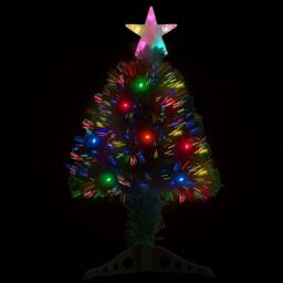 Berkfield Home Pre-lit Christmas Tree with Stand 64 cm Fibre Optic in Green - thumbnail 3