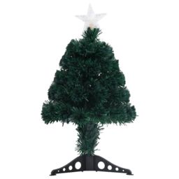 Berkfield Home Pre-lit Christmas Tree with Stand 64 cm Fibre Optic in Green - thumbnail 2