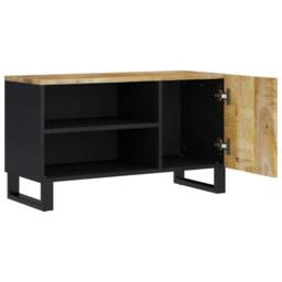 Berkfield Home TV Cabinet 80x33x46 cm Solid Wood Mango&Engineered Wood in Brown - Size: 80 x 33 x 46 cm - thumbnail 4