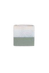KDMD Hortus Green & White Bordeaux Stoneware Cube 16cm H x 16.5cm W - Size: 16 cm H x 16.5 cm W - thumbnail 1