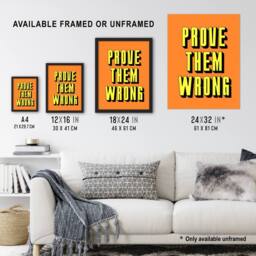 "Artery8 Prove Them Wrong Orange Yellow Motivational Wall Art Print - Size: W12"" x H16""" - thumbnail 3