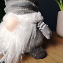 Samuel Alexander 40cm Sitting Plush Christmas Gonk with Grooved Hat in Grey - thumbnail 3