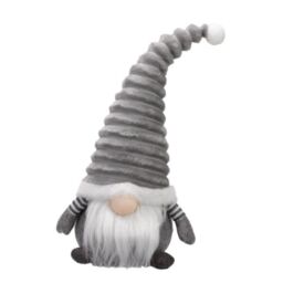 Samuel Alexander 40cm Sitting Plush Christmas Gonk with Grooved Hat in Grey - thumbnail 5