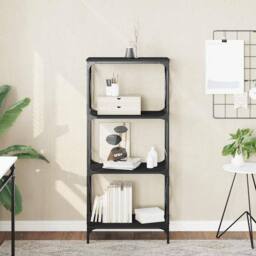 Berkfield Home Bookcase 4-Tier Black 59x35x132 cm Engineered Wood - Size: 59 x 35 x 132 cm - thumbnail 2