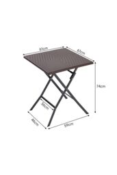 Living and Home Square Rattan Folding Outdoor Bistro Table Garden Dining Table in Brown - thumbnail 5