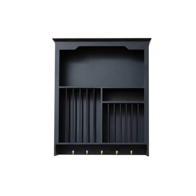 Melody Maison Black Wall Mounted Plate Rack With Gold Hooks - image 1