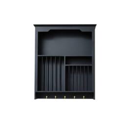 Melody Maison Black Wall Mounted Plate Rack With Gold Hooks