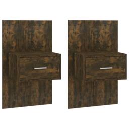 Berkfield Home Suitable Wall-mounted Bedside Cabinets 2 pcs Smoked Oak in Brown - thumbnail 3