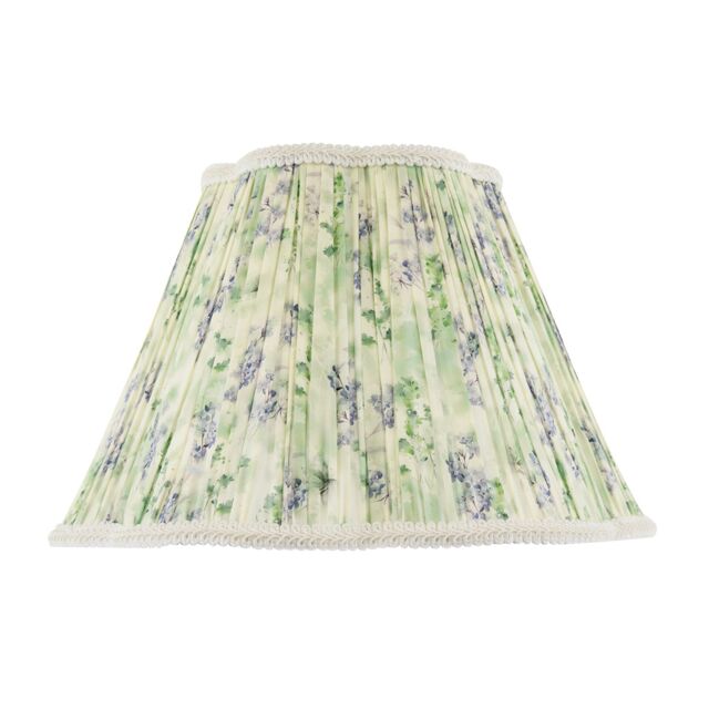 Happy Homewares Green & Blue Floral Victorian Scallop Shade with Embroidered Trims - Size: 14 inches - image 1