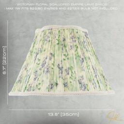 Happy Homewares Green & Blue Floral Victorian Scallop Shade with Embroidered Trims - Size: 14 inches - thumbnail 7