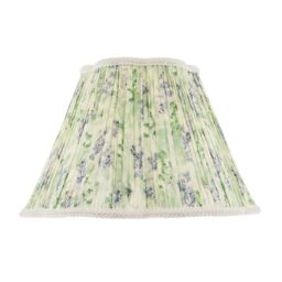 Happy Homewares Green & Blue Floral Victorian Scallop Shade with Embroidered Trims - Size: 14 inches - thumbnail 1