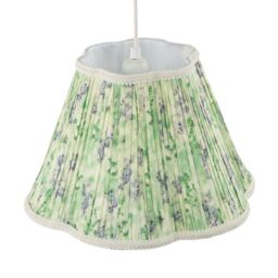Happy Homewares Green & Blue Floral Victorian Scallop Shade with Embroidered Trims - Size: 14 inches - thumbnail 4