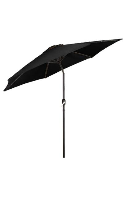 Groundlevel 2m Outdoor Crank & Tilt Garden Parasol in Black - image 1