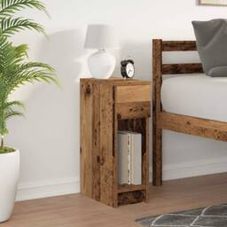 Berkfield Home Bedside Cabinet with Drawer Old Wood 20x36x60 cm in Brown - Size: 20 x 36 x 60 cm - thumbnail 3
