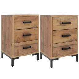 Berkfield Home Bedside Cabinets 2 pcs 40x30x55 cm Solid Wood Pine in Brown - Size: 40 x 30 x 55 cm - thumbnail 1