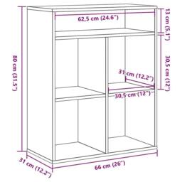 Berkfield Home Book Cabinet Concrete Grey 66x31x80 cm Engineered Wood - Size: 66 x 31 x 80 cm - thumbnail 9