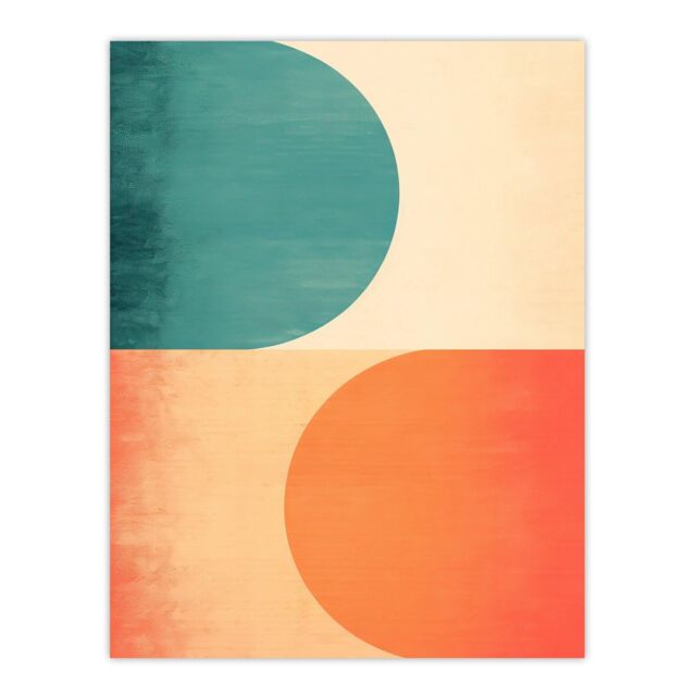 "Wee Blue Coo Wall Art Print Teal Swipe Left Orange Swipe Right Abstract Cold & Hot Match Painting Poster - Size: W18"" x H24""" - image 1