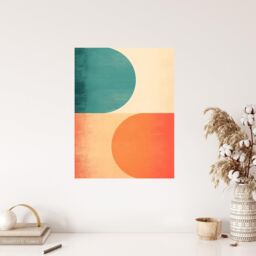 "Wee Blue Coo Wall Art Print Teal Swipe Left Orange Swipe Right Abstract Cold & Hot Match Painting Poster - Size: W18"" x H24""" - thumbnail 4
