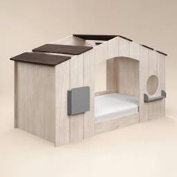Flair Frankie Wooden House Bed in Brown - Size: Single - thumbnail 4