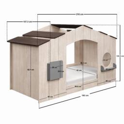 Flair Frankie Wooden House Bed in Brown - Size: Single - thumbnail 5
