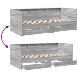 Berkfield Home Daybed with Drawers without Mattress Grey Sonoma 90x190 cm Single - thumbnail 8