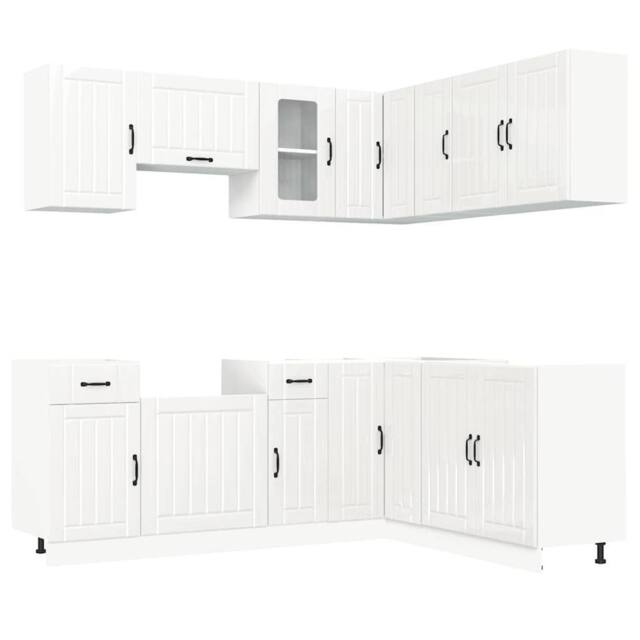 Berkfield Home 11 Piece Kitchen Cabinet Set Kalmar Gloss White Engineered Wood - image 1