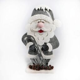Shatchi 52cm Santa Christmas Tabletop Figures Window Holiday Home Xmas Glitter Foam Showpiece Decorations in Silver - thumbnail 1