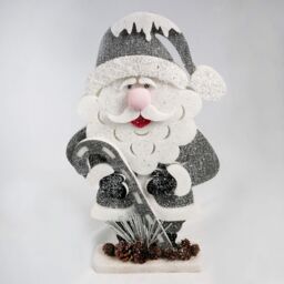 Shatchi 52cm Santa Christmas Tabletop Figures Window Holiday Home Xmas Glitter Foam Showpiece Decorations in Silver - thumbnail 2