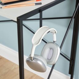 Home Source Folding Compact Desk Storage Hook Wood Metal Office Computer Table in White - thumbnail 5