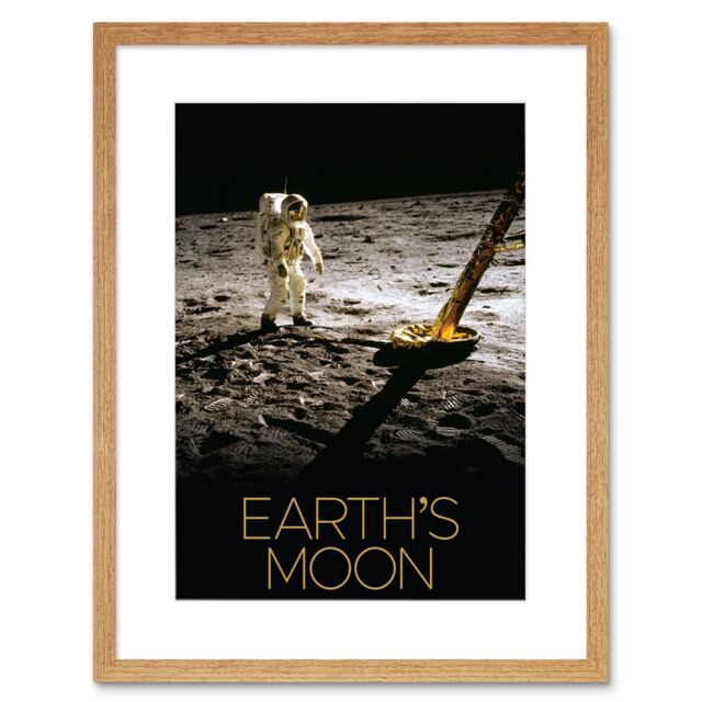 "Artery8 Wall Art Print NASA Our Solar System Moon Apollo 11 Lunar Module Buzz Aldrin Artwork Framed 9X7 Inch in Beige - Size: W7"" x H9""" - image 1