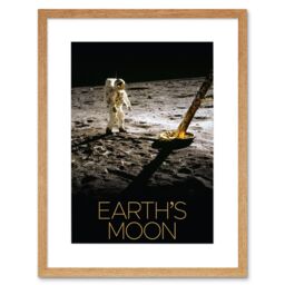 "Artery8 Wall Art Print NASA Our Solar System Moon Apollo 11 Lunar Module Buzz Aldrin Artwork Framed 9X7 Inch in Beige - Size: W7"" x H9""" - thumbnail 1