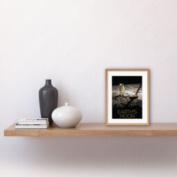 "Artery8 Wall Art Print NASA Our Solar System Moon Apollo 11 Lunar Module Buzz Aldrin Artwork Framed 9X7 Inch in Beige - Size: W7"" x H9""" - thumbnail 2