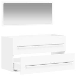 Berkfield Home Bathroom Cabinet with Mirror White Engineered Wood - thumbnail 4