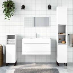 Berkfield Home Bathroom Cabinet with Mirror White Engineered Wood - thumbnail 2