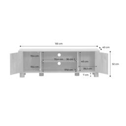sweeek Exotic Wood Effect Tv Unit With 2 Reversible Doors 155cm in Brown - thumbnail 5