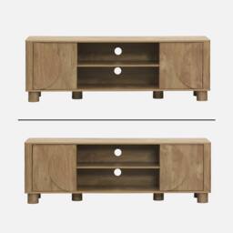 sweeek Exotic Wood Effect Tv Unit With 2 Reversible Doors 155cm in Brown - thumbnail 2