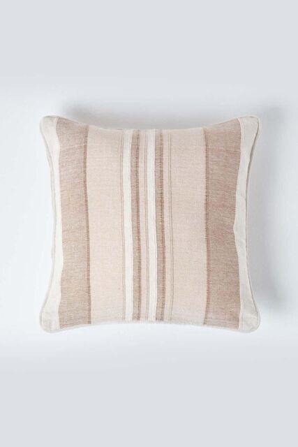 Homescapes Cotton Striped Morocco Cushion Cover in Beige - Size: 45 cm x 45 cm - image 1