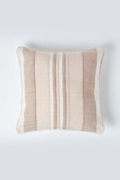 Homescapes Cotton Striped Morocco Cushion Cover in Beige - Size: 45 cm x 45 cm - thumbnail 1