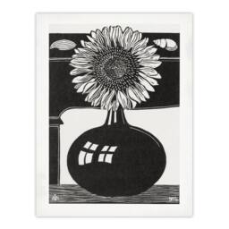 Artery8 Samuel J De Mesquita Framed Wall Art Stylised Sunflower in a Vase in Black - Size: A4 - thumbnail 3