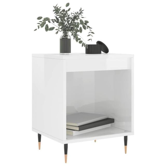 Berkfield Home Modern Bedside Cabinet High Gloss White 40x35x50 cm Engineered Wood - Size: 40 x 35 x 50 cm - image 1