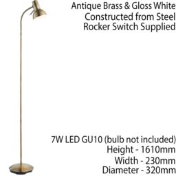 Loops Tall Arched Floor Lamp Antique Brass Free Standing Curved Arm Sofa Reading Light in Metallics - thumbnail 2