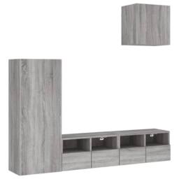Berkfield Home 4 Piece TV Wall Units Grey Sonoma Engineered Wood - thumbnail 2