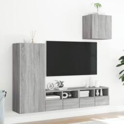 Berkfield Home 4 Piece TV Wall Units Grey Sonoma Engineered Wood - thumbnail 3