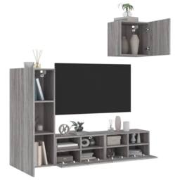 Berkfield Home 4 Piece TV Wall Units Grey Sonoma Engineered Wood - thumbnail 1