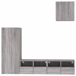 Berkfield Home 4 Piece TV Wall Units Grey Sonoma Engineered Wood - thumbnail 5