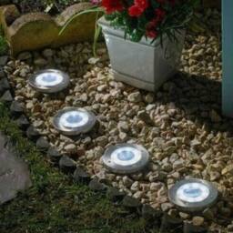 Marco Paul 4pc Solar Deck Spot Lights in Metallic Silver