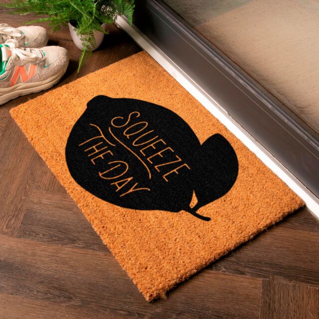 Artsy Mats Humorous Squeeze The Day Doormat in Black - Size: 40 cm x 60 cm - image 1