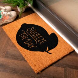 Artsy Mats Humorous Squeeze The Day Doormat in Black - Size: 40 cm x 60 cm - thumbnail 1