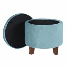 Luxury Living Cambridge Tufted Round Storage Ottoman Footstool in Teal - thumbnail 2